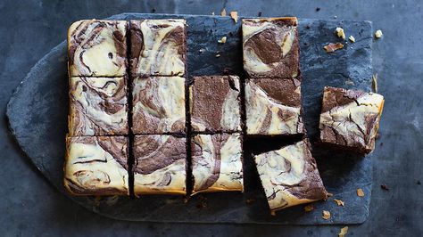 Black & white brownies | Chocolate brownie recipe | SBS Food Chocolate Brownie Cheesecake, White Brownies, Cheesecake Brownies Recipe, Rich Cheesecake, Cheese Brownies, Cream Cheese Brownies, Brownie Cheesecake, Cheesecake Toppings, Easy Chocolate Cake