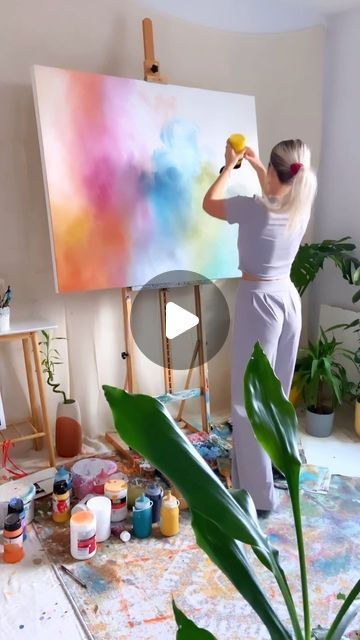 Blending Paint On Canvas, Multicolour Painting, Blob Painting, Art Satisfying, Satisfying Art, Aura Energy, Abstract Art Painting Techniques, Satisfying Videos, Sketchbook Ideas