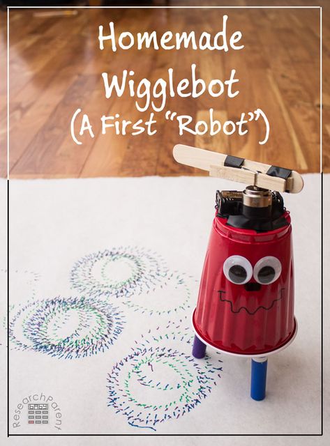 Homemade Wigglebot - A First Robot - ResearchParent.com مشروعات العلوم, Steam Projects, Robotics Projects, Science Club, Stem Challenge, Fair Projects, Engineering Projects, Stem Projects, Preschool Science