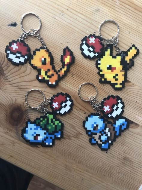 Perler Bead Keychain, Mini Perler Beads, Pokémon Perler, Melty Bead Designs, 3d Pokemon, Melt Beads Patterns, Pokemon Perler, Pokemon Bead, Hamma Beads Ideas