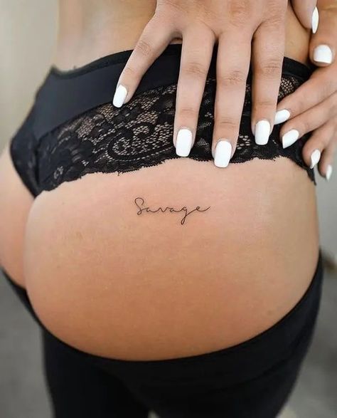 Savage Tattoo, Cute Thigh Tattoos, Hip Tattoos Women, Thigh Tattoos Women, Back Tattoo Women, Small Tattoo Designs, Hip Tattoo, Fine Line Tattoos, Tattoo Designs For Women