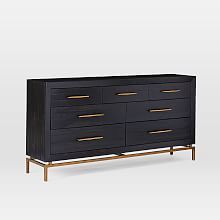 Alexa Bedroom Collection - Black | west elm Black Dresser Bedroom, Painted Mid Century Furniture, Apartment Decorating Room, Tv Stand Dresser, Bedroom Design Board, Bedroom Apartment Ideas, Midcentury Bedroom, Primary Bedroom Ideas, Dresser Black