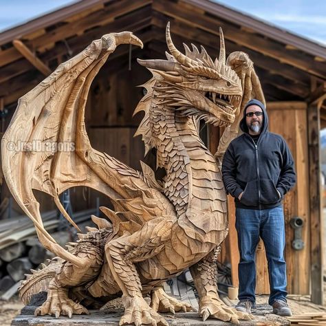 Wood Dragon Art, Dragon Wood Carving, Wood Carving Art Sculpture, Dragon Table, Dragon Artwork Fantasy, Afrique Art, Dragon Crafts, Cool Dragons, Fairy Dragon