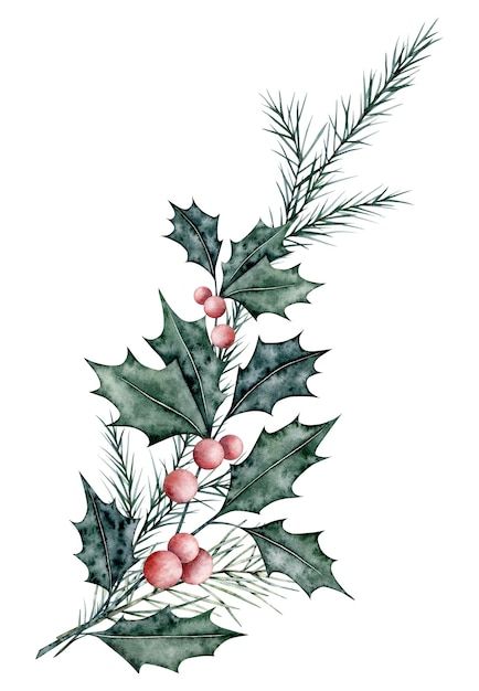 Christmas Handcraft, Spruce Branch, Christmas Leaves, Christmas Bouquet, Christmas Quilt Patterns, Artistic Ideas, Holly Leaves, Evergreen Trees, Holly Leaf