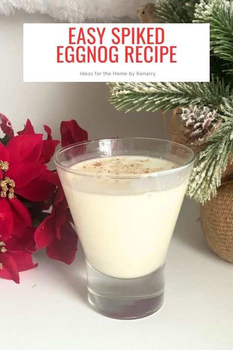 Indulge in the ultimate holiday favorite with our Festive Spiced Rum Eggnog Recipe! This delicious concoction is a blend of rich flavors and festive spices, perfect for cozy gatherings. Find the full recipe at Ideas for the Home by Kenarry. Spiked Eggnog Recipe, Eggnog Cocktail Recipe, Bourbon Eggnog, Alcoholic Eggnog, Eggnog Cocktail, Eggnog Drinks, Easy Alcoholic Drinks, Bourbon Cocktail, Homemade Eggnog