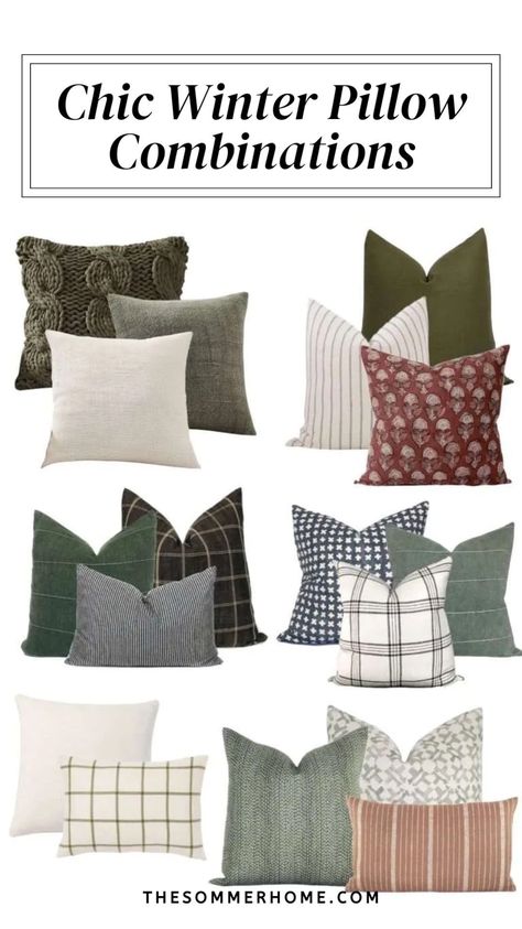 Elevate your winter Home Decor with stunning throw pillow combinations that bring warmth and style to your living space. Our latest blog post showcases a variety of Home Accessories that can transform your couch or bed into a cozy retreat. Discover how to mix and match textures, colors, and patterns for the perfect winter vibe. Whether you prefer a minimalist look or a vibrant arrangement, we’ve got the inspiration you need to create a welcoming atmosphere this season. Throw Pillow Combos, Couch Pillow Arrangement, Pillow Combinations, Throw Pillow Combinations, Winter Throw Pillows, Throw Pillow Pattern, Pillow Combos, Winter Pillows, Sofa Pillows Arrangement