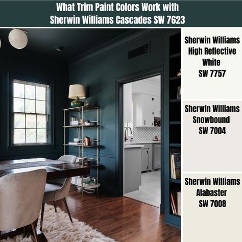 Deep Teal Green Paint Colors, Sw Cascades Bedroom, Sw Cascades Color Palette, Cascades Paint Color, Sw Cascades Paint, Green Bedroom Sherwin Williams, Sw Seaworthy, Sw Cascades, Cascades Sherwin Williams