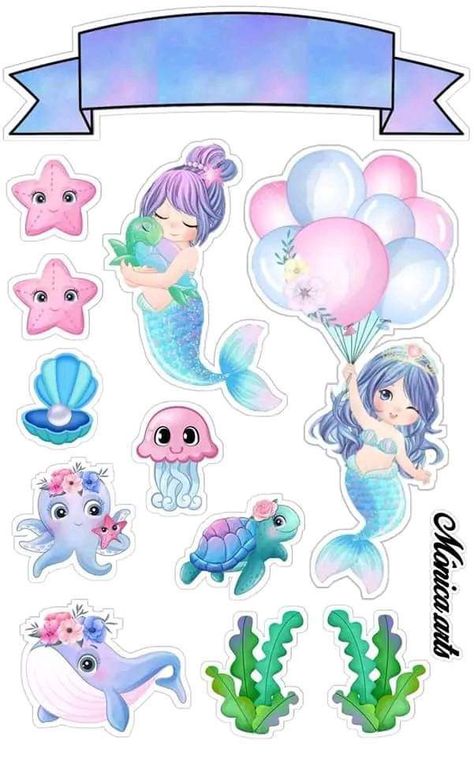 Mermaid Birthday Party Decorations, Mermaid Cake Topper, Number Cake Toppers, Mermaid Wallpapers, Birthday Cake Topper Printable, Unicorn Cake Topper, Diy Cake Topper, Mermaid Theme Party, Mermaid Theme Birthday