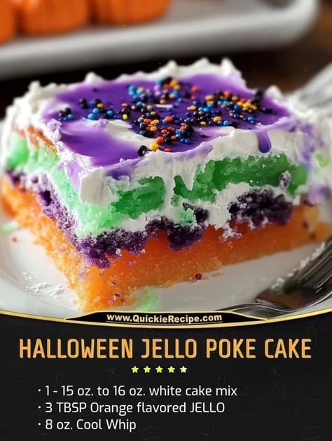 Jello Poke Cake, Poke Cake Jello, Halloween Jello, Make Halloween, Poke Cakes, White Cake Mixes, Poke Cake, Halloween Drinks, Halloween Desserts