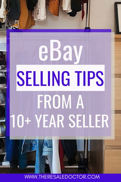 clothes handing in a closet - text reads: eBay Selling Tips From A 10+ Year Seller. Selling Used Clothes Online, Reselling Tips, Selling Used Clothes, Pricing Strategies, Ebay Selling Tips, Reselling Clothes, Price Strategy, Ebay Hacks, Ebay Business