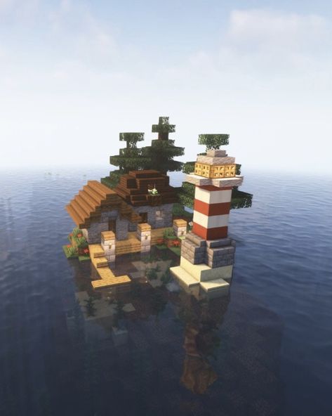 Japanese Lighthouse Minecraft, Minecraft Small Lighthouse, Lighthouse Build Minecraft, Lighthouse Minecraft Blueprint, Minecraft Medieval Lighthouse, Minecraft Lighthouse, Minecraft Light, Minecraft Beach House, Minecraft Building Guide