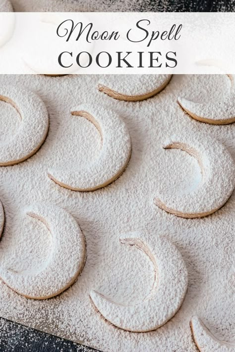 Get the recipe for my Moon Spell Cookies and celebrate the changing of the seasons. Save the moon cookies recipe so you can come back to it from season to season! Visit Sugar Maple Farmhouse to find the recipe. Moon Cookies Recipe, Spell Cookies, Wiccan Holidays, Moon Food, Moon Cookies, Kitchen Witch Recipes, Halloween Breakfast, Recipes By Ingredients, Babyshower Party