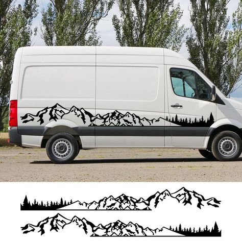 Camper Van Exterior Decals, Camper Van Stickers, Campervan Graphics Ideas, Camper Van Decals, Van Sticker Design, Van Design Graphics, Van Wrap Design Ideas, Van Decals, Vw T4 Syncro