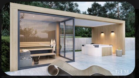 Whirpool Outdoor, Glass Sauna, Outdoor Jacuzzi, Backyard Spa, Backyard Gym, Home Spa Room, Outdoor Hot Tub, Sauna House, Open Gym