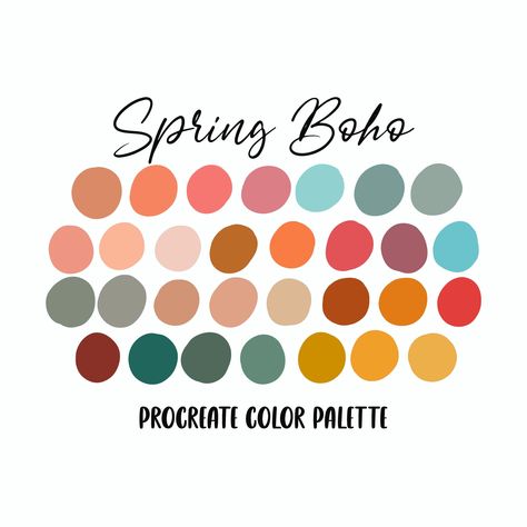 Boho Bright Colors, Vibrant Boho Color Palette, Bright Boho Color Palette, Color Palette Cool, Boho Colour Palette, Procreate Tools, Bohemian Color Palette, Boho Color Palette, Color Palette Procreate