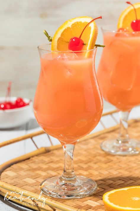 Rum And Orange Juice, Mardi Gras Drinks, Refreshing Cocktail, Happy Hour Drinks, Fruit Juices, Rum Drinks, Mixed Drinks Recipes, Tequila Sunrise, Cocktail Drinks Recipes