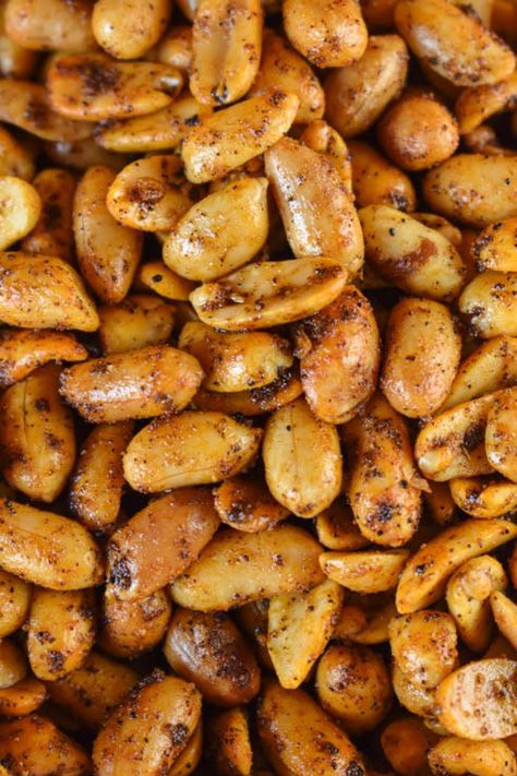 Crock Pot Chili Nuts Recipe with Cocktail Peanuts - These Old Cookbooks Seasoned Peanuts Homemade, Peanuts Recipes Savory, Beer Nuts Recipe Simple, Hot Peanuts Recipe, Beer Nuts Recipe, Spicy Crackers, Nuts Recipes, Crock Pot Chili, Mat Inspiration