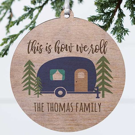 Personalization Mall, Whitewash Wood, Wood Burning Art, Fishing Theme, Painted Ornaments, Custom Ornament, Wood Ornaments, Personalized Ornaments, Happy Campers