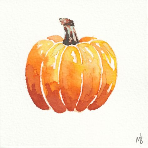 Fall Watercolor Doodles, Fall Watercolor Ideas For Beginners, Watercolor Jack O Lantern, Autumnal Watercolour, Fall Watercolor Cards, October Watercolor, Watercolour Pumpkin, Fall Watercolor Paintings, Fall Watercolor Art