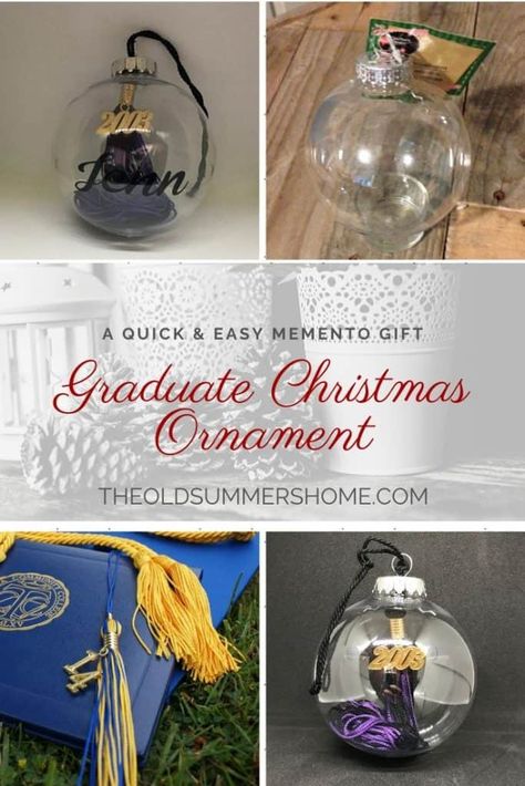 Graduate Christmas Ornament tutorial a quick and easy memento for the graduates in your life! #GradTassel #ChristmasOrnament #DIYChristmasDecor Decorations Christmas Diy, Christmas Ornament Tutorial, Christmas Entertainment, Crafts Christmas Diy, Clear Christmas Ornaments, Craft Ideas Christmas, Large Christmas Ornaments, Graduation Ornament, Easy Christmas Ornaments