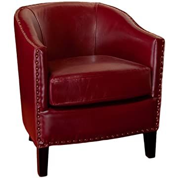 Amazon.com Shopping Cart Leather Barrel Chair, Living Room Pieces, Contemporary Armchair, Oxblood Leather, Leather Club Chairs, Oxblood Red, Modern Upholstery, Red Chair, Red Cushions