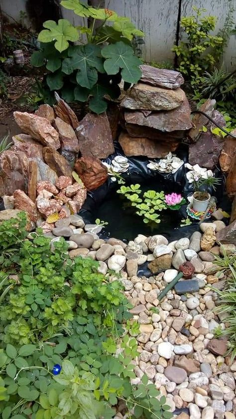 Small Garden Ponds Ideas, Micro Pond, Corner Pond, Porch Pond, Garden Ponds Ideas, Ponds Ideas, Indoor Pond, Wildlife Pond, Container Water Gardens