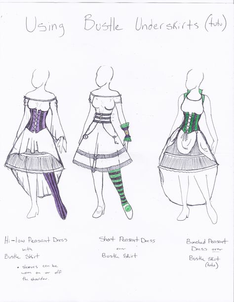 Poofy underskirt underneath peasant dresses (long or short). Corsets or belts or cinch or waspie could be used at waist. Various styles nylons or leggings. Steampunk outfit design concept. Poofy Skirt Drawing, Skirt Drawing Reference, Skirt Drawing, Peasant Dresses, Poofy Skirt, Body Decor, Skirt Wrap, Asymmetric Skirt, Outfit Design