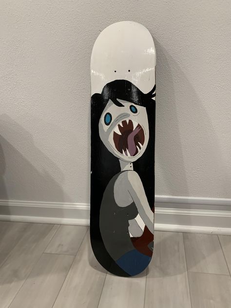 Painting My Skateboard, Skate Bored Design, Skate Deck Designs, Skateboard Paint Ideas, Adventure Time Skateboard, Painting A Skateboard, Skateboard Deck Painting, Marceline Painting, Skateboard Ideas Design