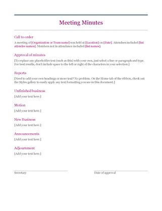 Use this standard minutes template for all your business meetings. Follows standard Roberts Rules of Order protocol. This is an accessible template. Ground Rules For Meetings, Roberts Rules Of Order, Meeting Ground Rules, Staff Meeting Agenda Template, Meeting Notes Template Free, Parliamentary Procedure, Minutes Of Meeting Sample, Meeting Minutes Template, National Charity League