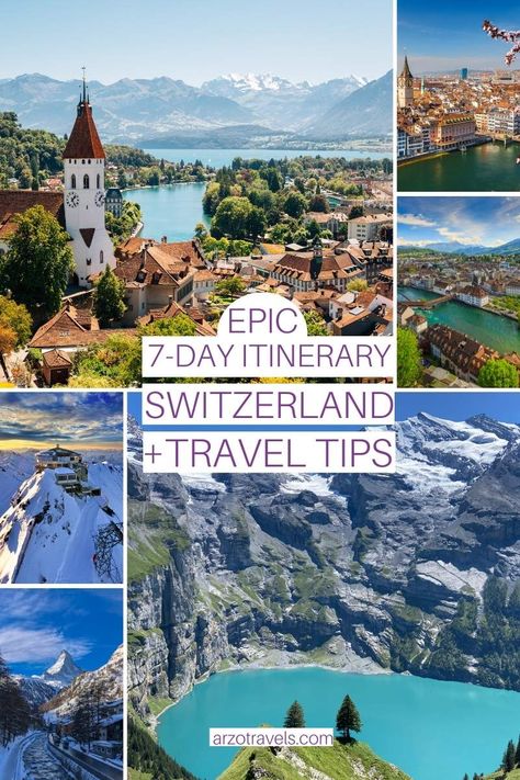 7 Day Switzerland Itinerary, Switzerland Itinerary 7 Days, 6 Days In Switzerland, Best One Week Vacations, One Week In Switzerland, 7 Days In Switzerland, Switzerland Itinerary 1 Week, Swiss Itinerary, Week In Switzerland