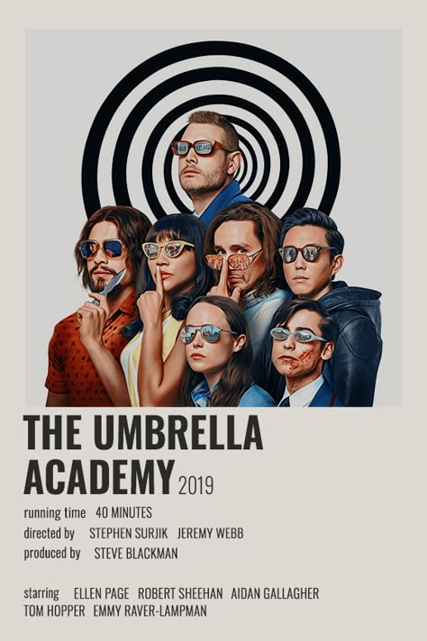 Umbrella Academy Poster, Indie Movie Posters, Tom Hopper, Film Polaroid, Filmy Vintage, Movie Card, Robert Sheehan, Buku Harry Potter, Iconic Movie Posters