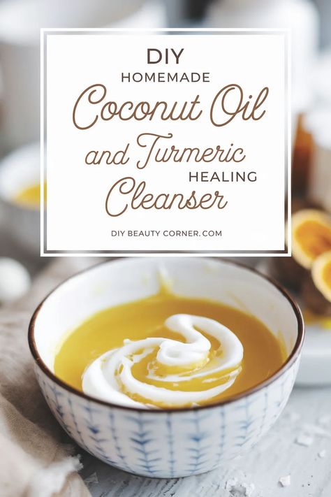 Radiant DIY Coconut Turmeric Cleanser Coconut Oil And Turmeric, Coconut Oil Facial, Diy Cleanser, Pore Cleansing Mask, Turmeric Facial, Removing Blackheads, Homemade Coconut Oil, Coconut Benefits, Olive Oil Recipes