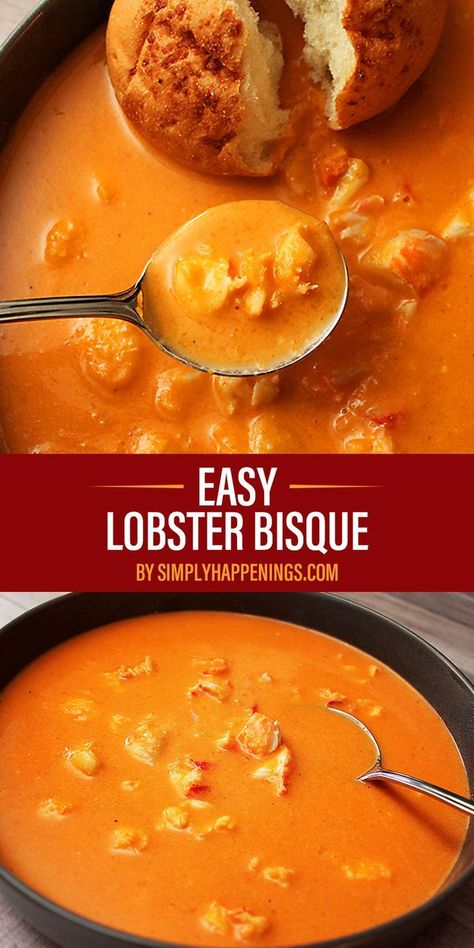 Texas Meals, Easy Lobster Bisque, How To Make Lobster, Lobster Soup, Lobster Bisque Recipe, Seafood Soups, Bisque Soup Recipes, Lobster Bisque Soup, Frozen Lobster