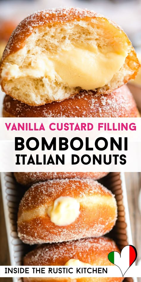 Bombolini With Custard, Doughnut Custard Filling, Custard Donut Filling Recipe, Custard Filled Donuts Recipe, How To Fill A Donut, Custard Doughnut Recipe, Fluffy Donut Recipe Baked, Custard Donut Filling, How To Make A Doughnut