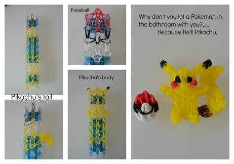 Rainbow Loom Pikachu, Loom Band Patterns Instructions, Loom Animals, Loom Bracelets Easy, Crazy Loom, Cottagecore Crafts, Loom Band Patterns, Rainbow Loom Bracelets Easy, Rainbow Loom Tutorials