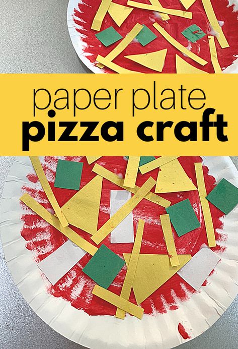 super simple paper plate pizza craft that helps to teach children about shapes, develops fine motor skills and is totally fun! #preschool #preschoolcraft #ece #shapes #math Pizza Craft, Valentine Pizza, Craft For Preschoolers, Kids Pizza, All About Me Preschool, Restaurant Themes, Pizza Art, Pizza Day, Friend Crafts