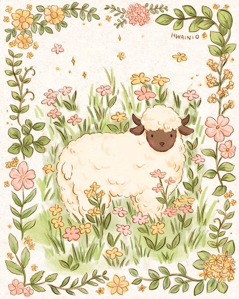 Cottagecore Drawing, Antique Shopping, Cottagecore Art, Arte Do Kawaii, Storybook Art, Oita, A Sheep, Welcome Home, الرسومات اللطيفة