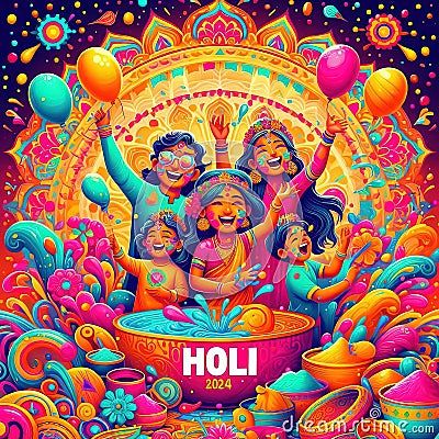 beautiful-illustration-holi-festival Beautiful Illustration, Holi Festival, Golden Hour, Festival