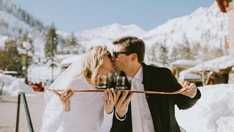 Snowboard Wedding, Ski Resort Wedding, Ski Wedding, Snow Wedding, Aspen Wedding, Winter Lake, Lake Tahoe Wedding, People Having Fun, Winter Elopement