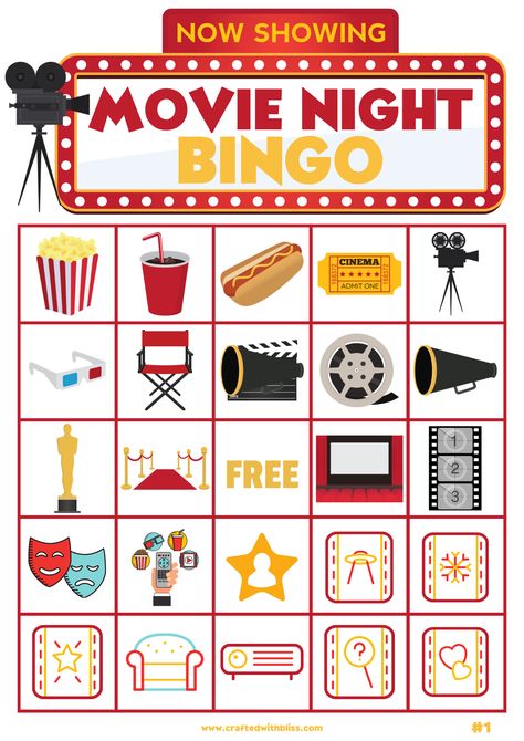 Movie Night Games, Movie Night Fundraiser, Movie Night Activities, Bingo Movie, Movie Theatre Birthday Party, Movie Night Printables, Movie Theater Party, Birthday Movie Night, Movie Theme Birthday Party