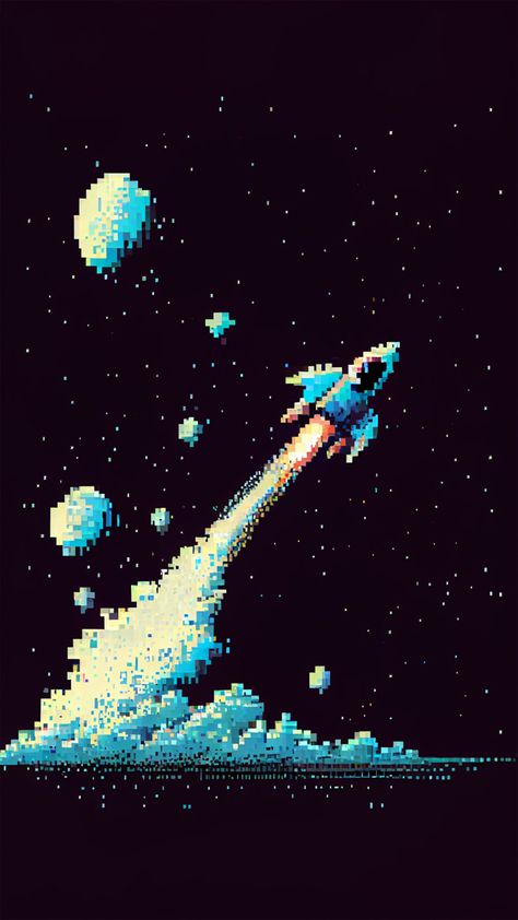 Pixel Art Style Rocket in the Space Wallpaper Pixel 8a Wallpaper, Pixel Space Background, 8 Bit Art Wallpaper, Pixel Space Wallpaper, Dante Drawing, Pixel Art Phone Wallpaper, Pixel Phone Wallpaper, Planet Pixel Art, Space Pixel Art