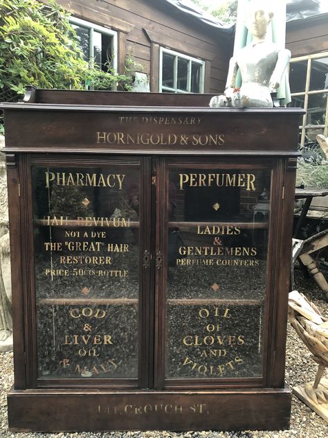 Apothecary Design, Apothecary Cabinet, Shop Cabinets, Sign Writing, Black Furniture, Creative Furniture, Funky Furniture, Refurbished Furniture, Furniture Makeover Diy