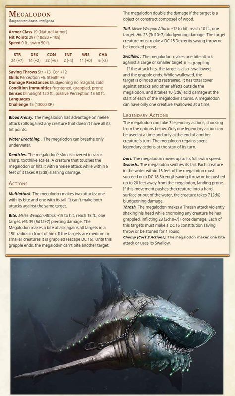 Aquatic Dnd Creatures, D&d Beasts, Dungeons And Dragons Homebrew Monsters, Homebrew Monsters, Dnd Creatures, Dnd Monster, Monster Manual, Dnd Stats, Dnd Homebrew