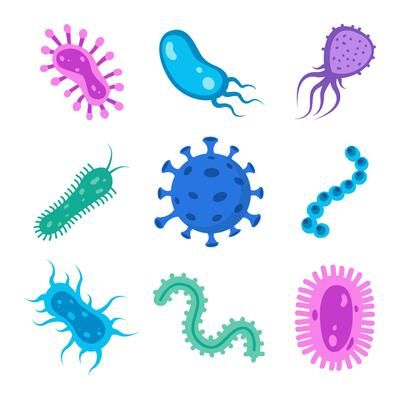 Pathogenic virus,germs, microorganisms,microbe isolated on light background.Collection of colored cartoon viruses and bacteria with bright multicolored text.Vector flat illustration. 11448064 Vector Art at Vecteezy Virus Art, Bacteria Cartoon, Virus Illustration, Jacket Drawing, Heart Tree, Light Background, Cityscape Photos, Logo Banners, Heart With Arrow