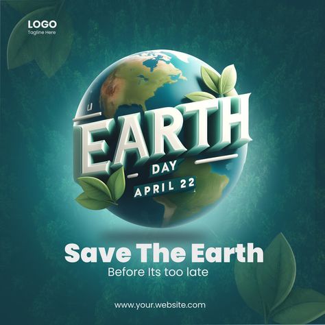 Environmental Awareness Posters, Earth Day Banner, Earth Day Celebration, About Earth, Render Design, World Earth Day, Photography Movies, Awareness Poster, Happy Earth Day