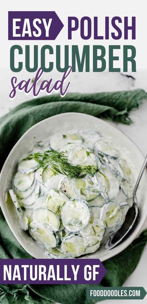 Cucumber Salad Sour Cream, Cucumber Salad With Yogurt, Yogurt Dressing Recipe, Salad With Yogurt Dressing, Healthy Cucumber Salad, Salad Cream, Creamy Cucumber Salad, Salad Easy, Food Doodles