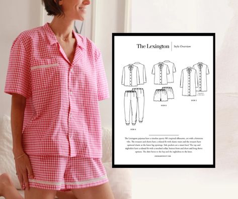 Pajama Sewing Pattern PDF the Lexington Pajama Set Pattern - Etsy Australia Pajama Set Pattern, Sewing Pajamas, Pajama Sewing Pattern, Pj Ideas, Sewn Clothes, Sewing Aesthetic, Sewing Projects Patterns, What To Sew, Sewing Club