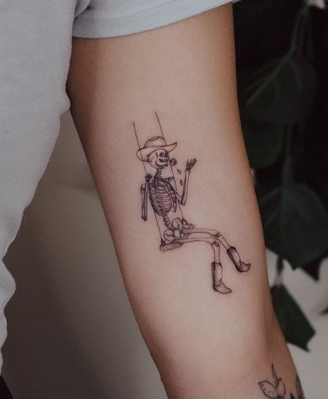 https://www.instagram.com/p/CVEosGKlgSv/?utm_medium=share_sheet Etching Style Tattoo, Skeleton Couple Tattoo, Dance Tattoo, Etching Tattoo, Skeleton Dancing, Cowboy Tattoos, Skeleton Tattoo, Grunge Tattoo, Forearm Tattoo Design