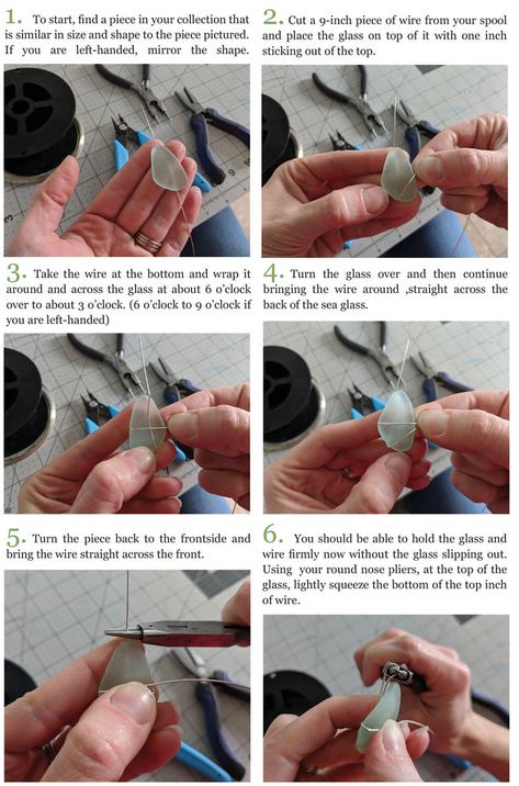 Sea Glass Jewelry Diy, Sea Glass Crafts Jewellery, Sea Glass Diy, Wire Wrap Tutorial, Diy Wire Jewelry Rings, Sea Glass Art Projects, Beach Glass Jewelry, Beach Glass Crafts, Wrap Tutorial