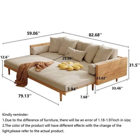 JASIWAY Modern Retractable Solid Wood Sleeper Sofa Bed - Bed Bath & Beyond - 39679291 Solid Wood Sofa Design Living Rooms, Wood Frame Couch Living Room, Wood Sofa Bed, Sleeper Sofa Wood, Wooden Sofa Bed, Japandi Sofa Bed, Wood Couch, Sofa Bed Ideas, Japandi Sleeper Sofa